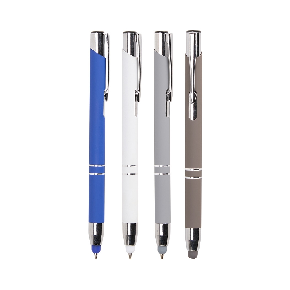 Caneta Emborrachada Metal Touch premium