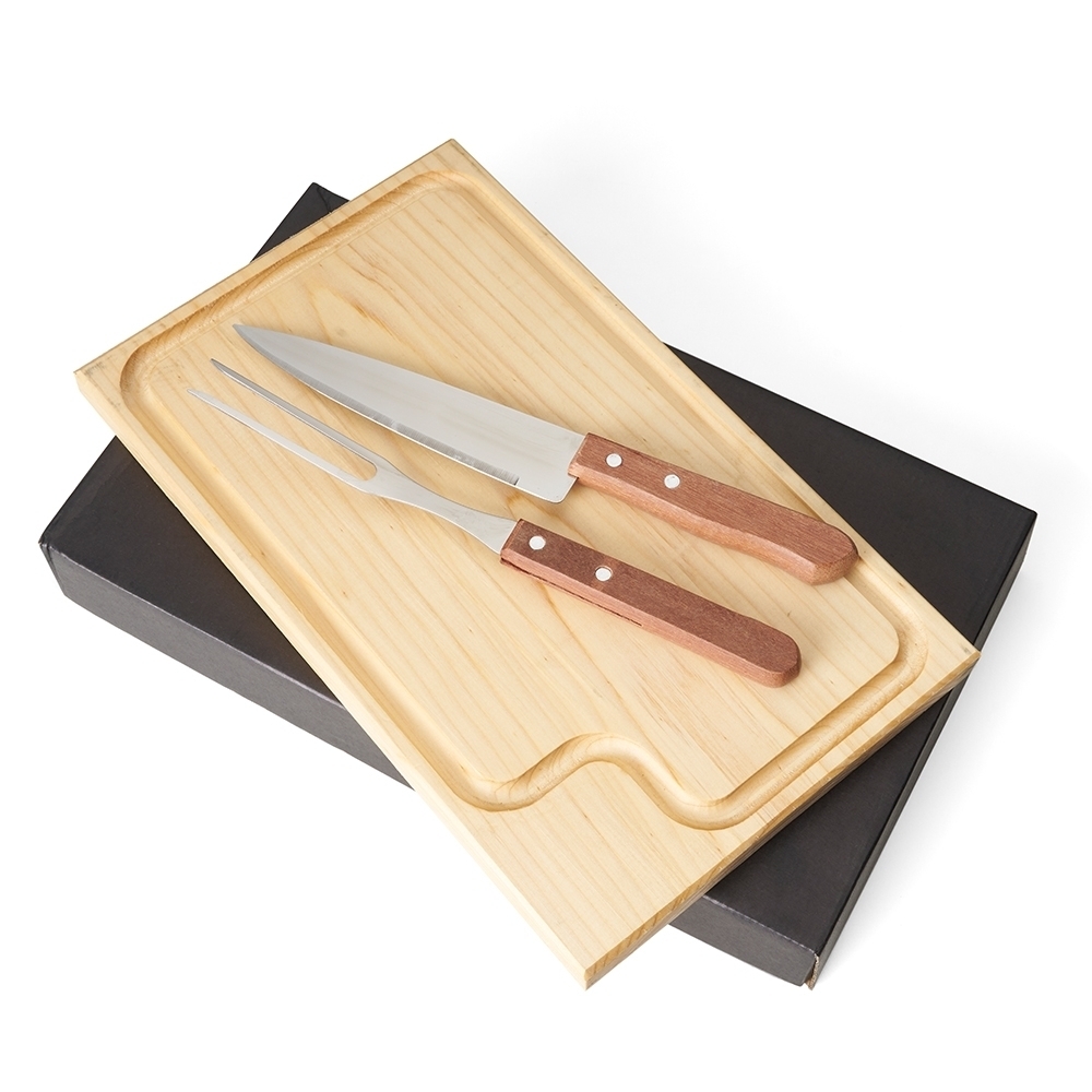 Quarta Imagem: Imagem: Kit Churrasco 3 Peças + caixa kraft preta personalizado